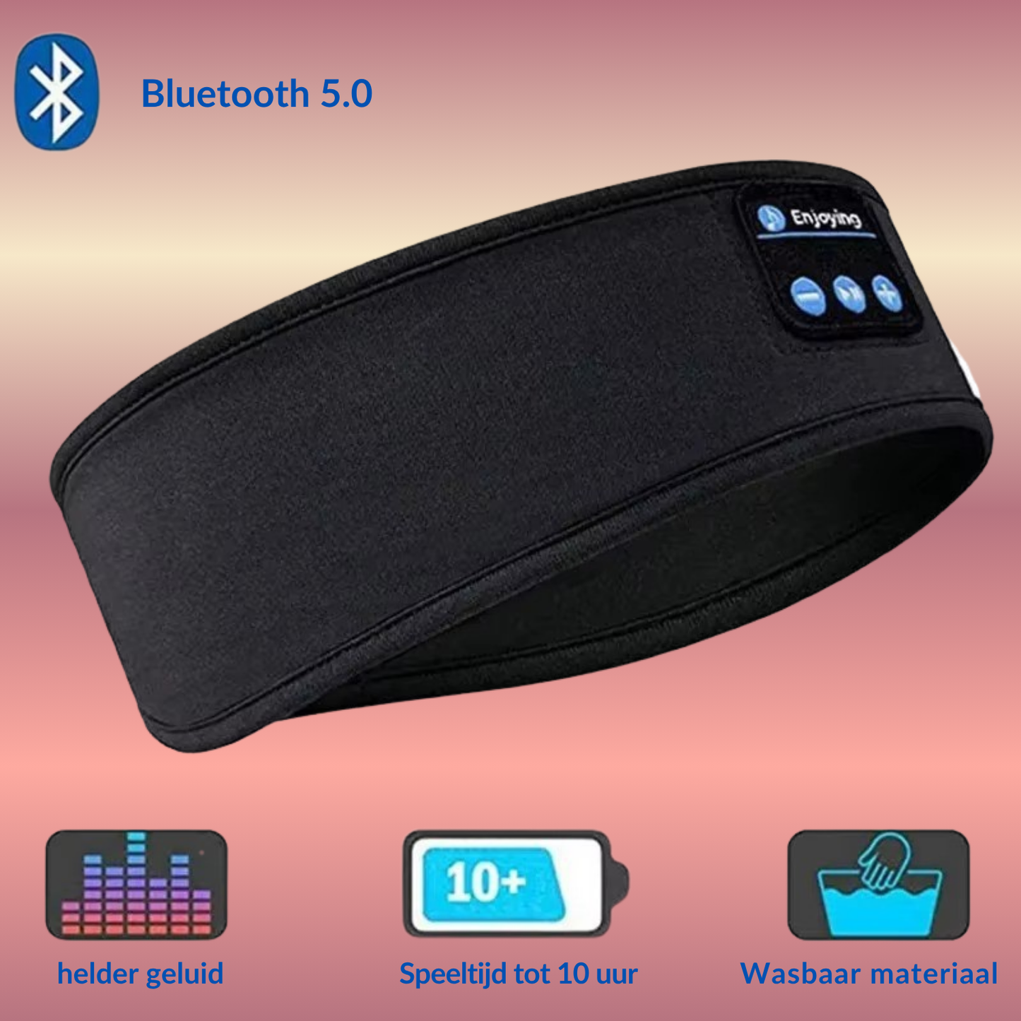 Sleep This Way™ Zachte Bluetooth Slaapband met Oogmasker – Comfortabel geluid voor een diepe, ongestoorde slaap