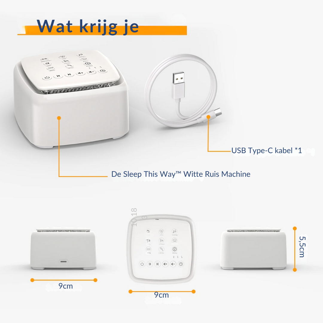 Sleep This Way™ - Witte Ruis voor thuis of onderweg - Compact toestel, groots effect