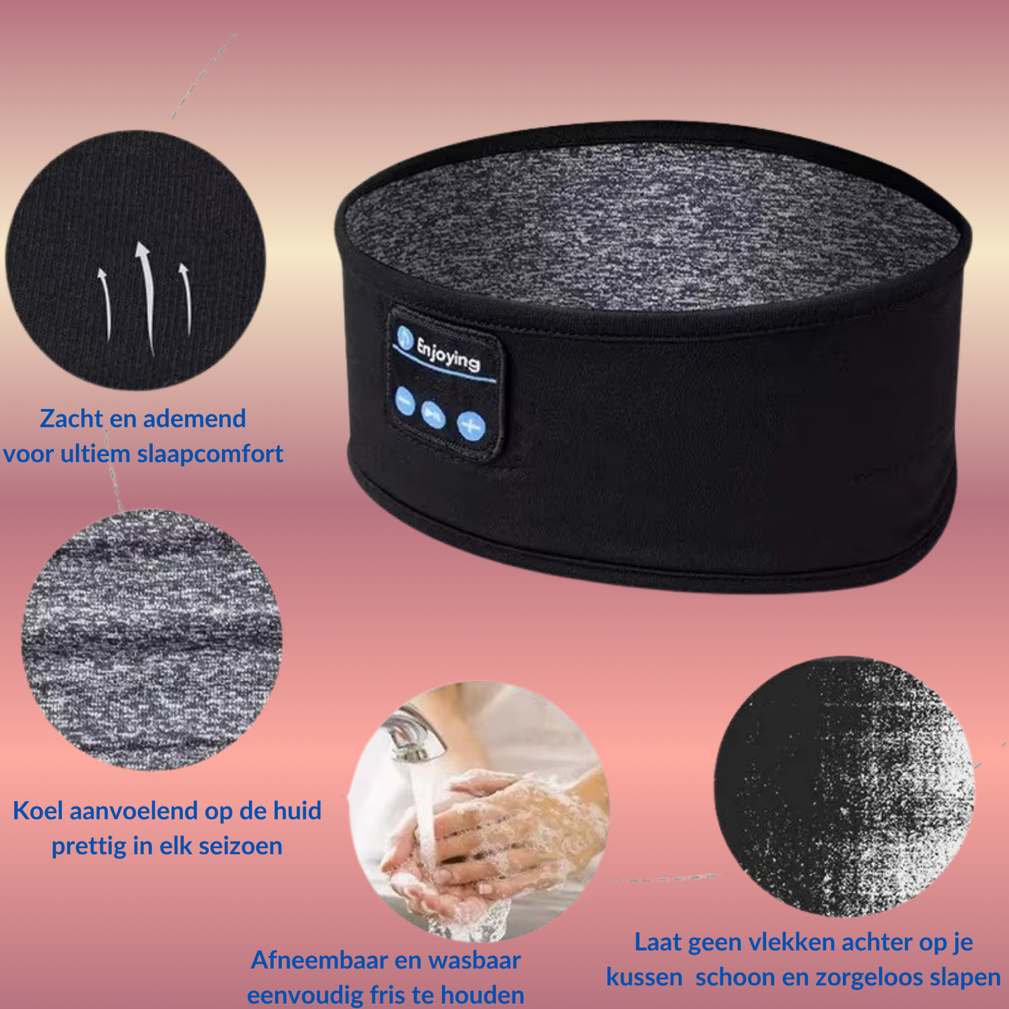 Sleep This Way™ Zachte Bluetooth Slaapband met Oogmasker – Comfortabel geluid voor een diepe, ongestoorde slaap